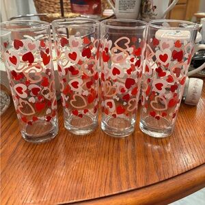 Set of 4 Crisa highball hearts drinking glasses